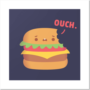 Funny Burger With Bite Marks Says Ouch Posters and Art